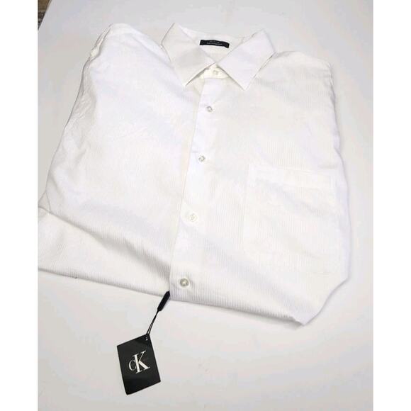 NEW With Tags Calvin Klein Dress Shirt White Long Sleeve 100 Cotton Sz 17 XL - Picture 1 of 16